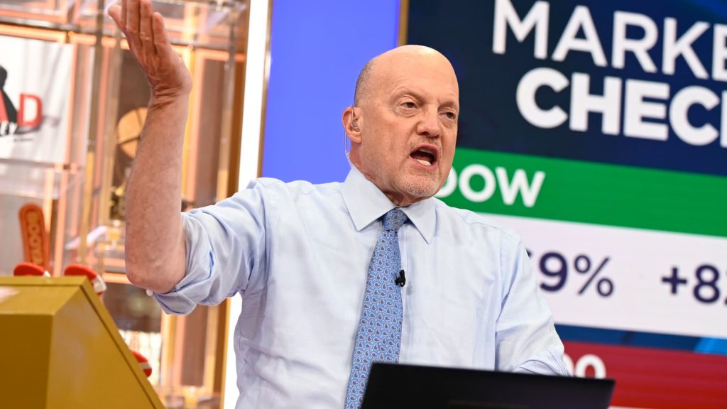 The market is still overbought, and Cramer is ‘still in sell mode.’ But that could change