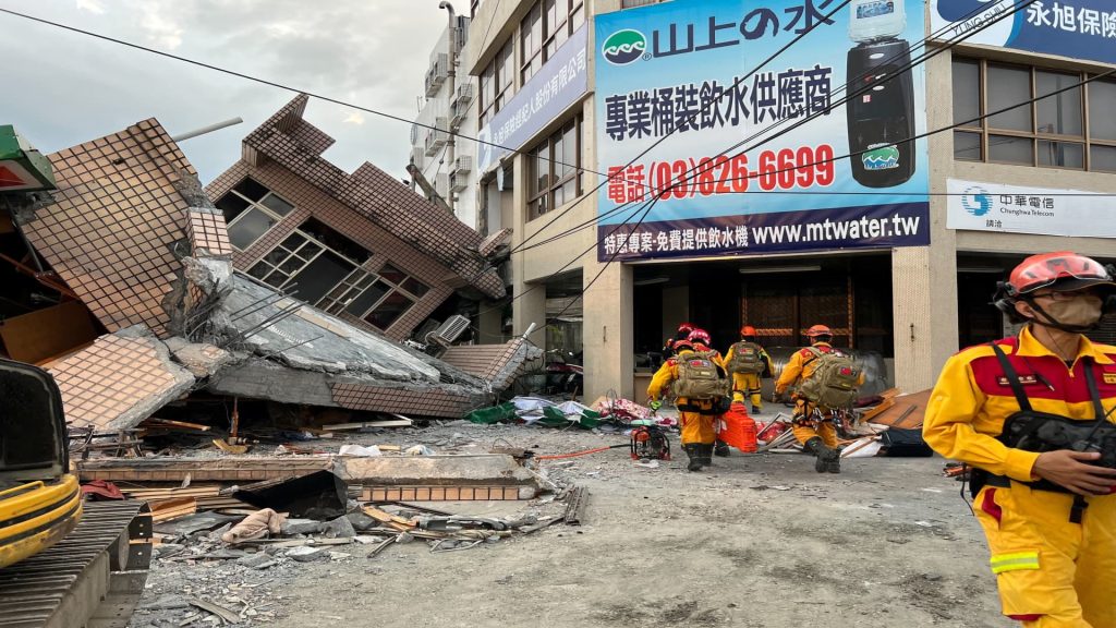 A strong earthquake shakes Taiwan, damaging buildings and causing a small tsunami